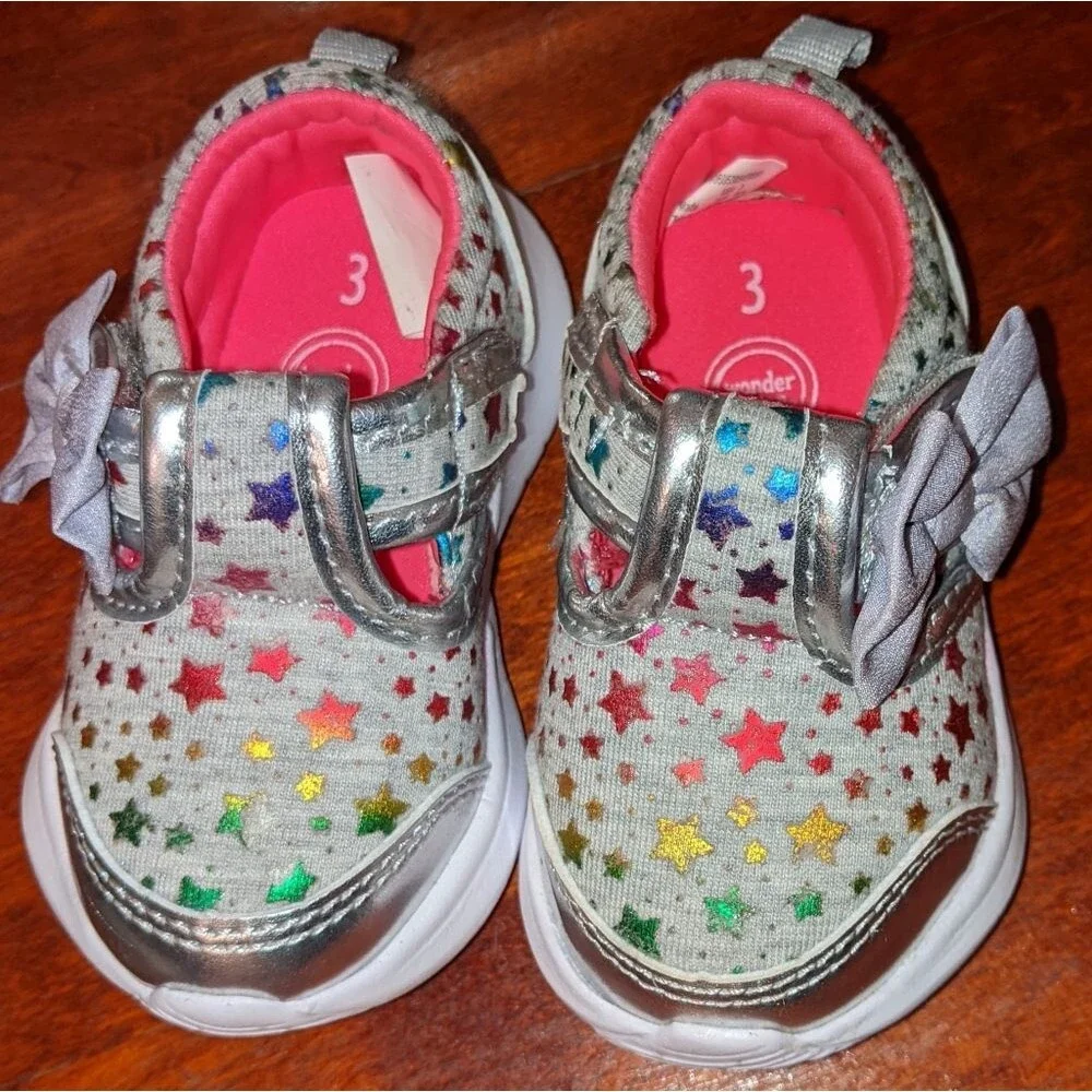 CONVERSE Size 3 Toddler Kids Shoes + WONDER NATION Sz 3 Stars and Bows Sneakers